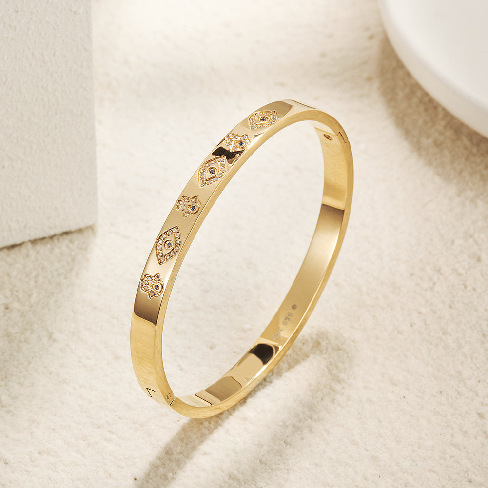 Circular carved zircon bracelet-NSB1713STBL