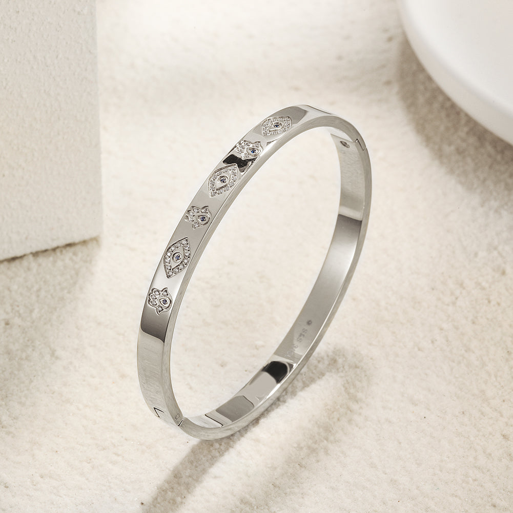 Circular carved zircon bracelet-NSB1713STBL