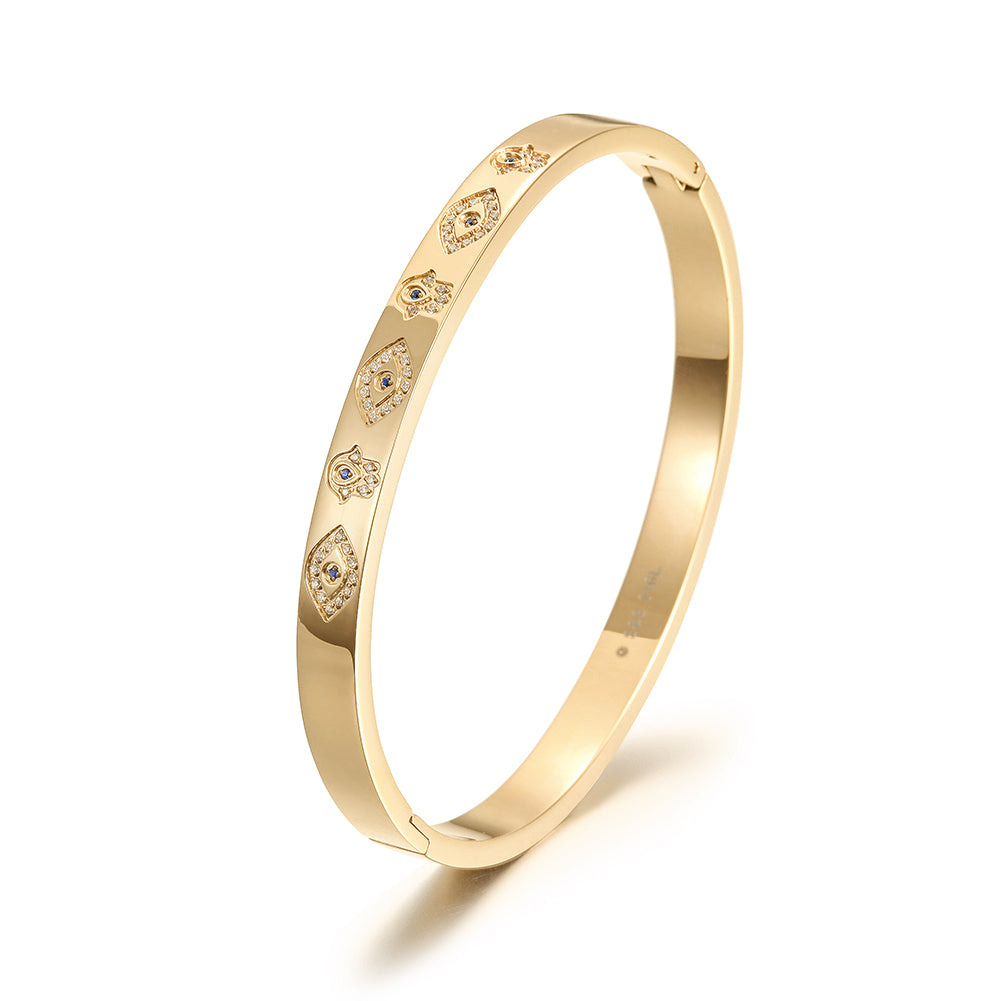 Circular carved zircon bracelet-NSB1713STBL