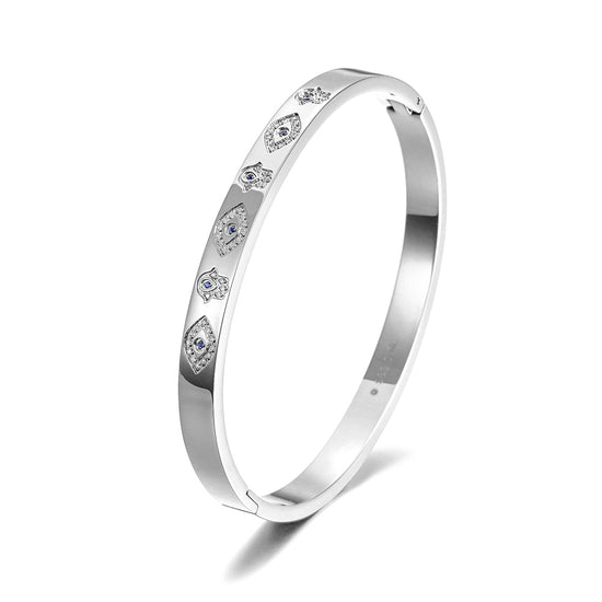 Circular carved zircon bracelet-NSB1713STBL