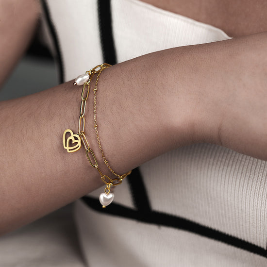 Chain heart-shaped hollow bracelet-NSB1716STGC