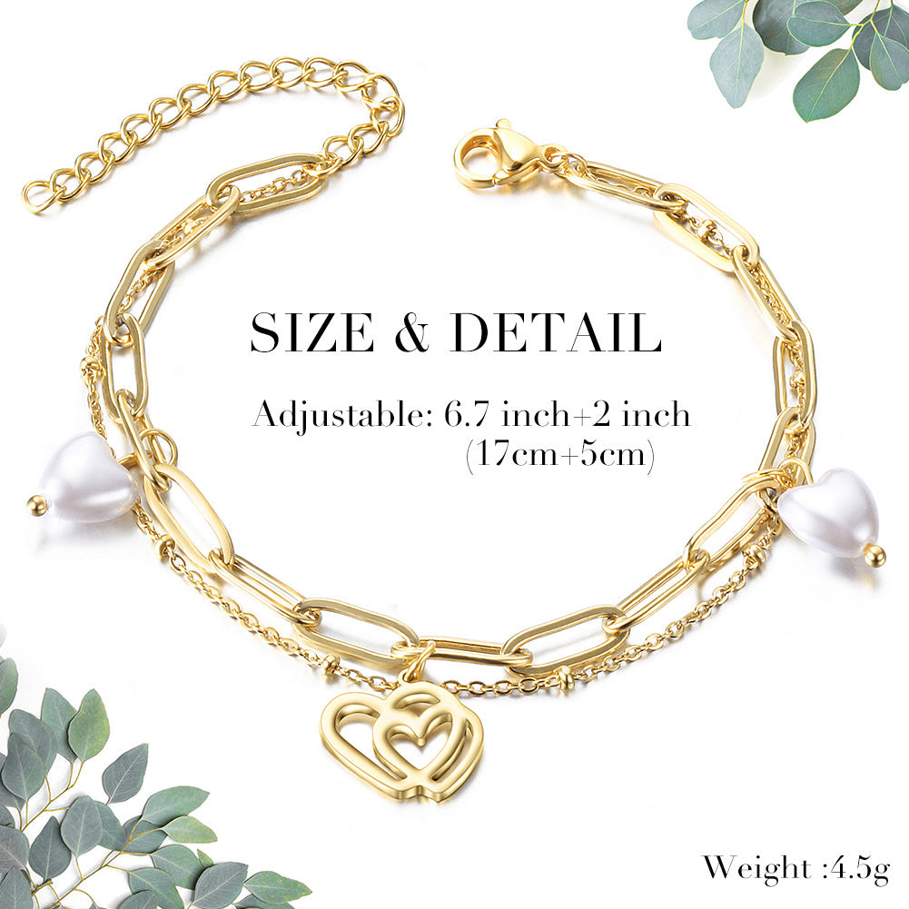Chain heart-shaped hollow bracelet-NSB1716STGC
