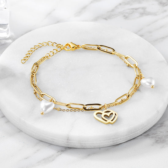Chain heart-shaped hollow bracelet-NSB1716STGC