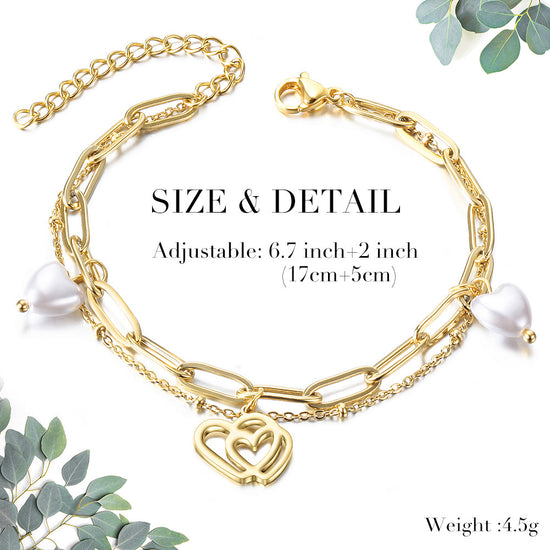 Chain heart-shaped hollow bracelet-NSB1716STGC