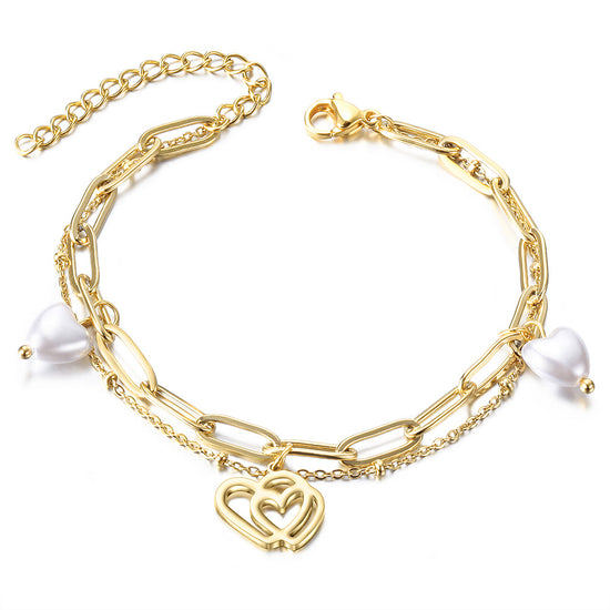 Chain heart-shaped hollow bracelet-NSB1716STGC