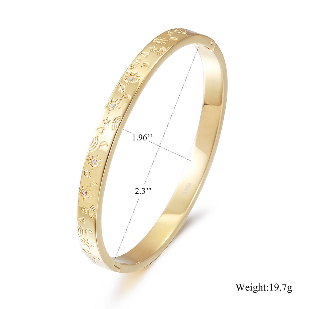 Geometric pattern carving bracelet-NSB1730ST