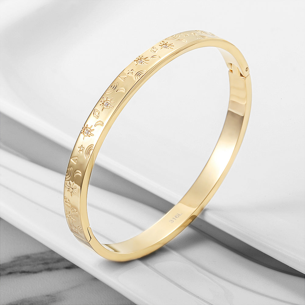 Geometric pattern carving bracelet-NSB1730ST