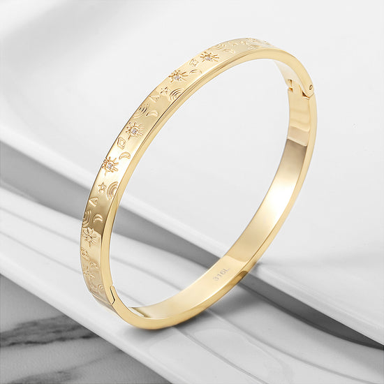 Geometric pattern carving bracelet-NSB1730ST