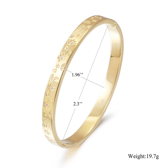 Geometric pattern carving bracelet-NSB1730ST