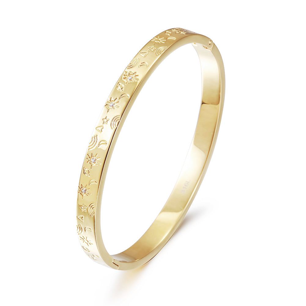 Geometric pattern carving bracelet-NSB1730ST