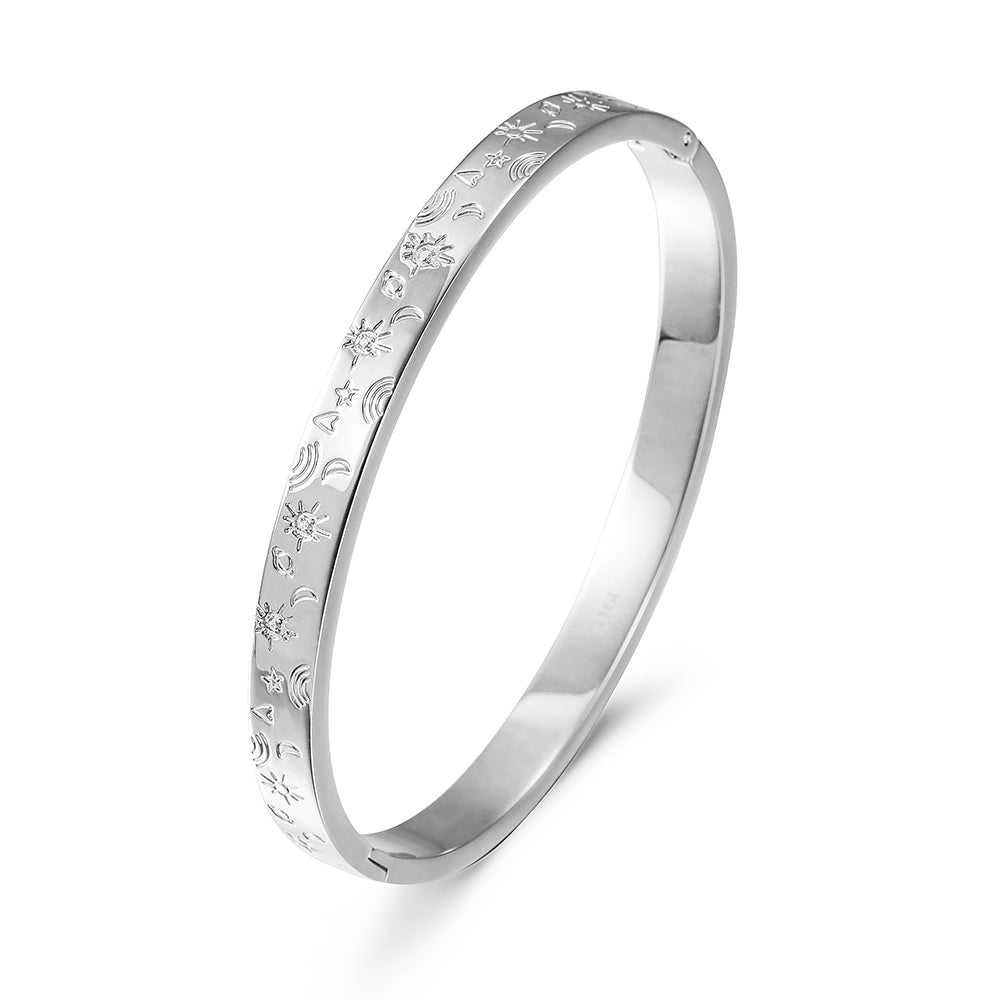 Geometric pattern carving bracelet-NSB1730ST