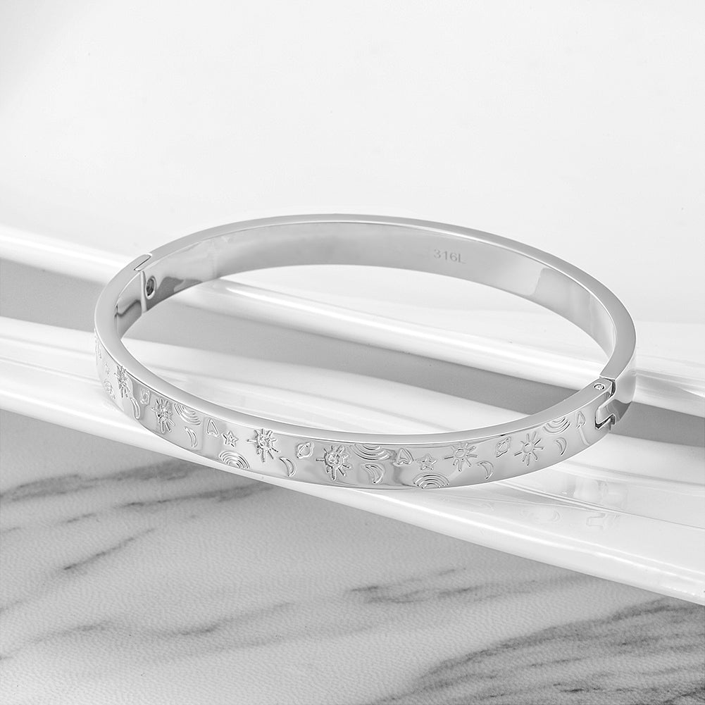 Geometric pattern carving bracelet-NSB1730ST