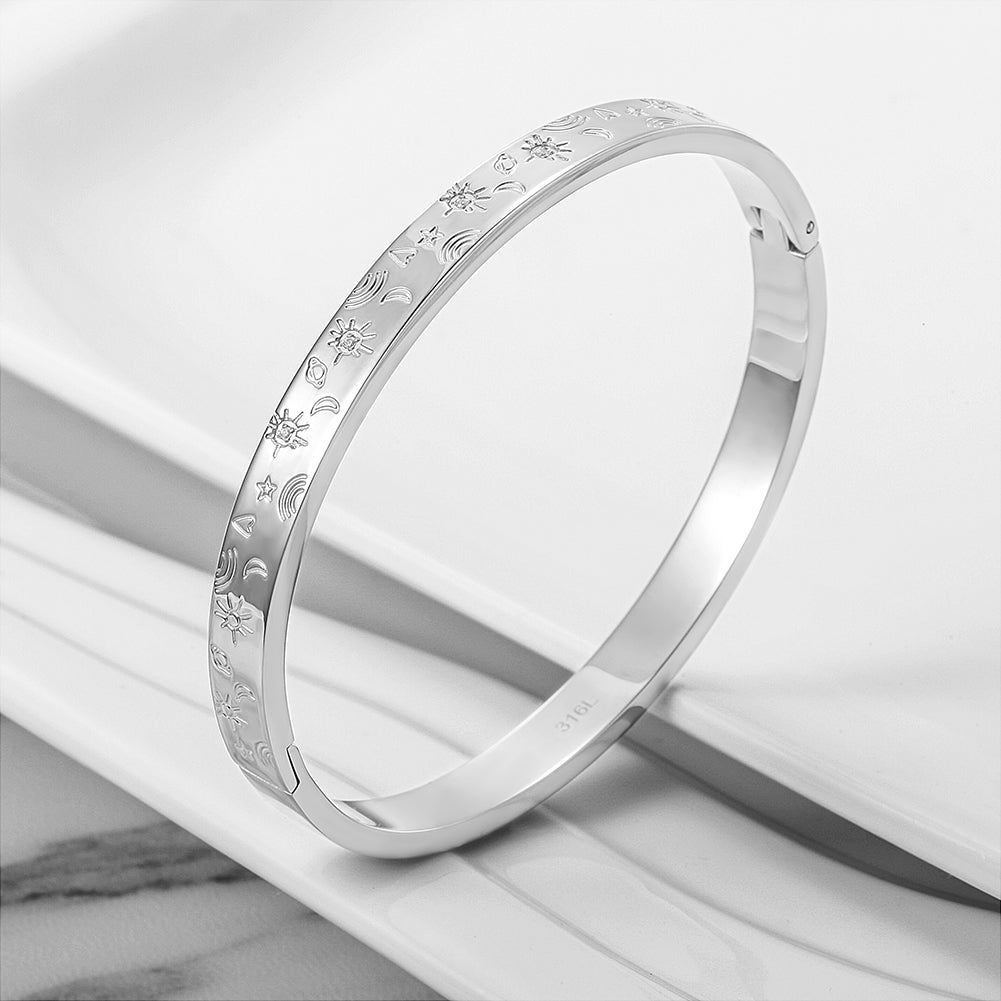 Geometric pattern carving bracelet-NSB1730ST