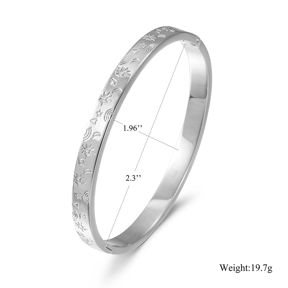 Geometric pattern carving bracelet-NSB1730ST
