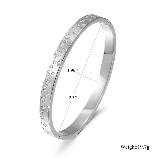 Geometric pattern carving bracelet-NSB1730ST