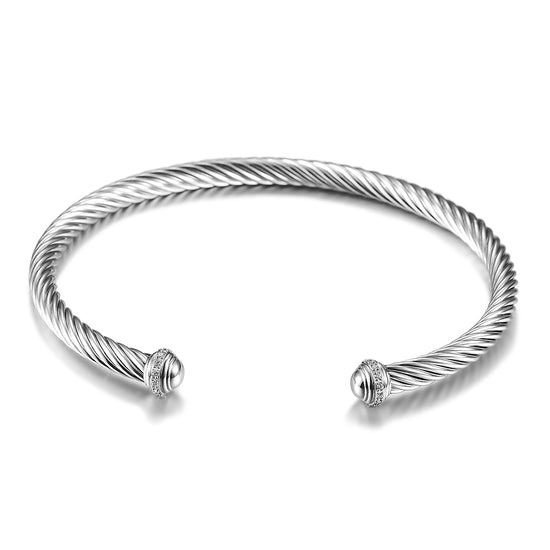 Silver cable C-shaped bracelet-NSB1736STWGZD