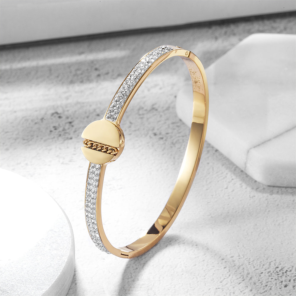 Circular Intercolor Zircon Bracelet-NSB1742STGCZD