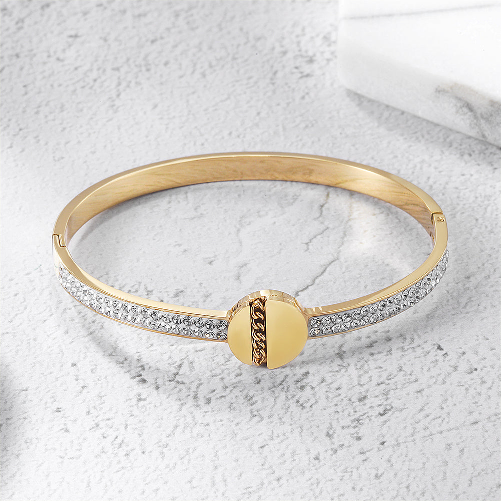 Circular Intercolor Zircon Bracelet-NSB1742STGCZD