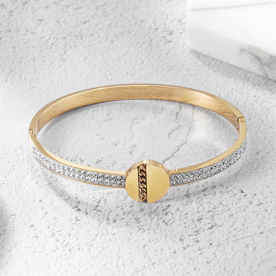 Circular Intercolor Zircon Bracelet-NSB1742STGCZD