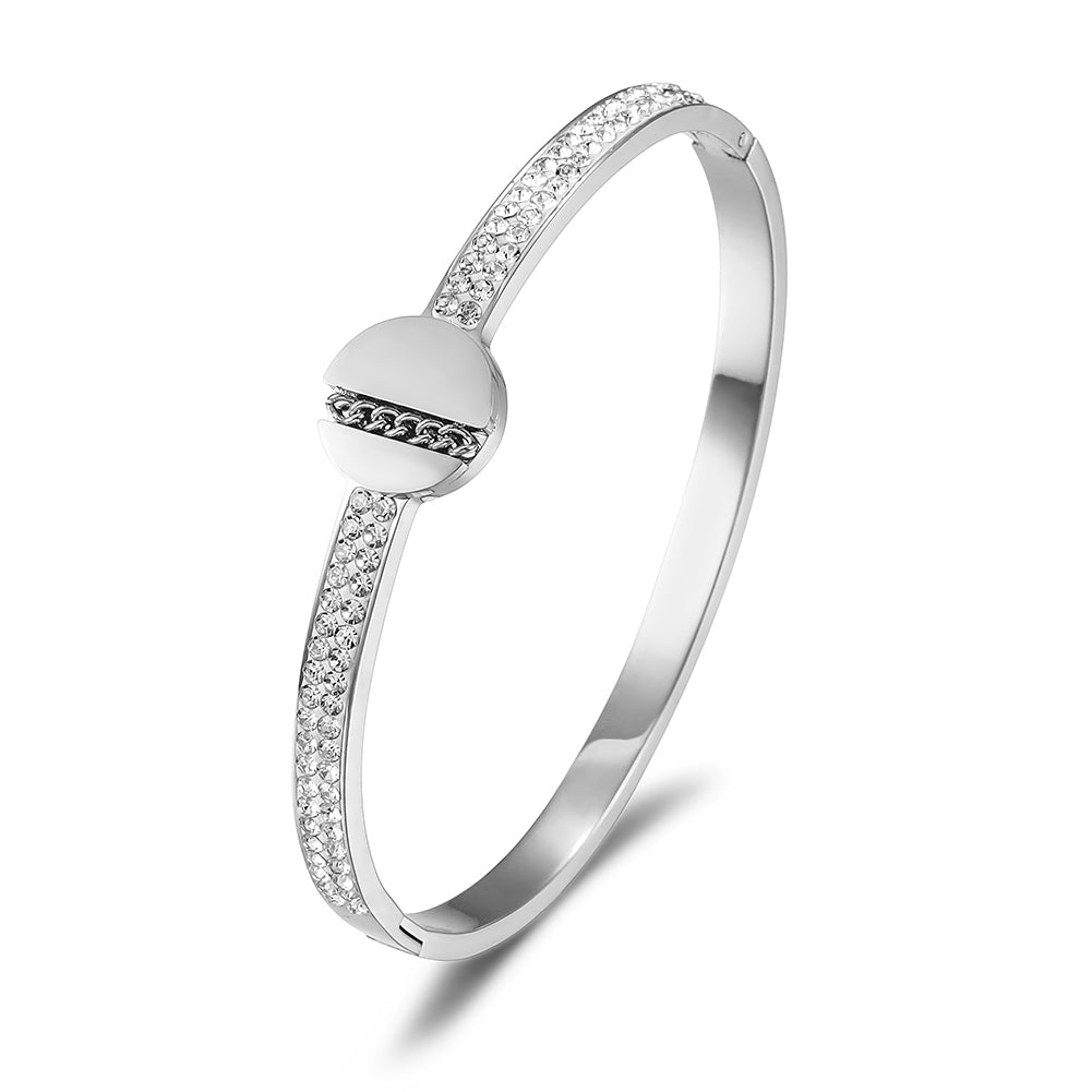 Circular Intercolor Zircon Bracelet-NSB1742STGCZD