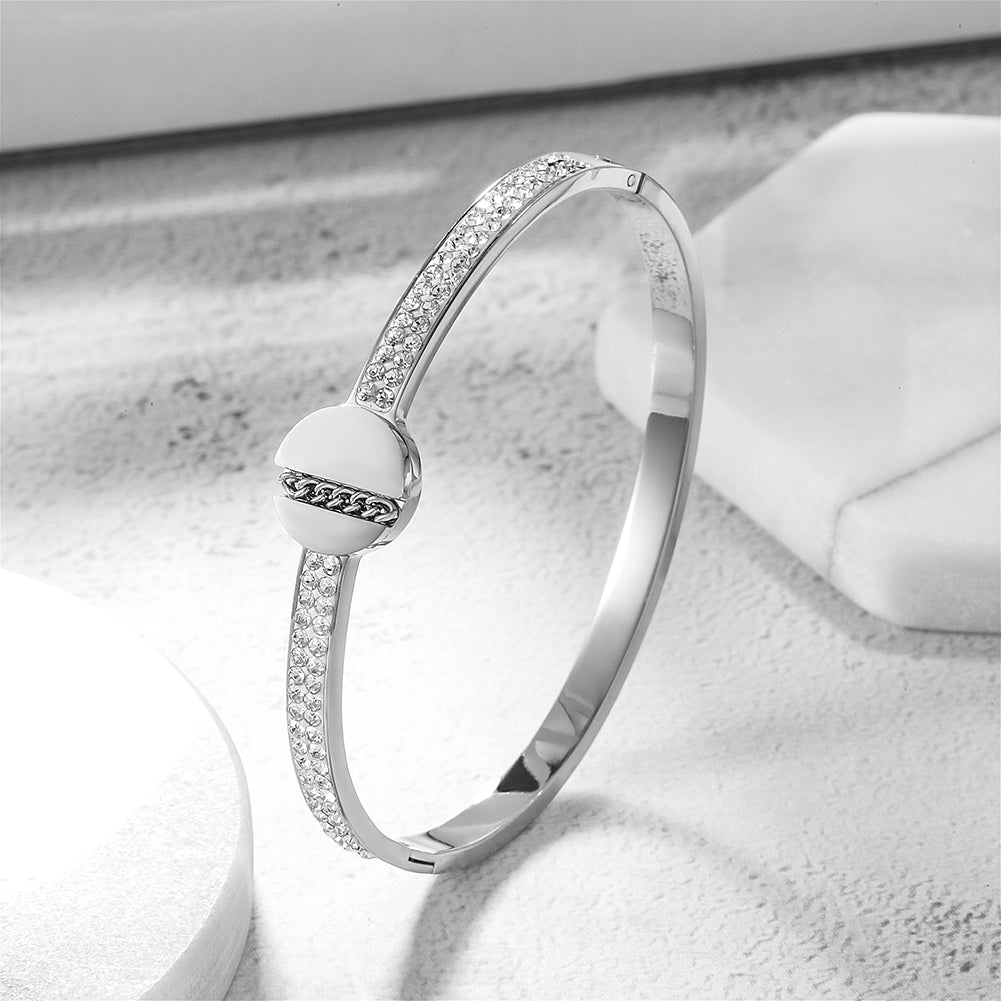 Circular Intercolor Zircon Bracelet-NSB1742STGCZD