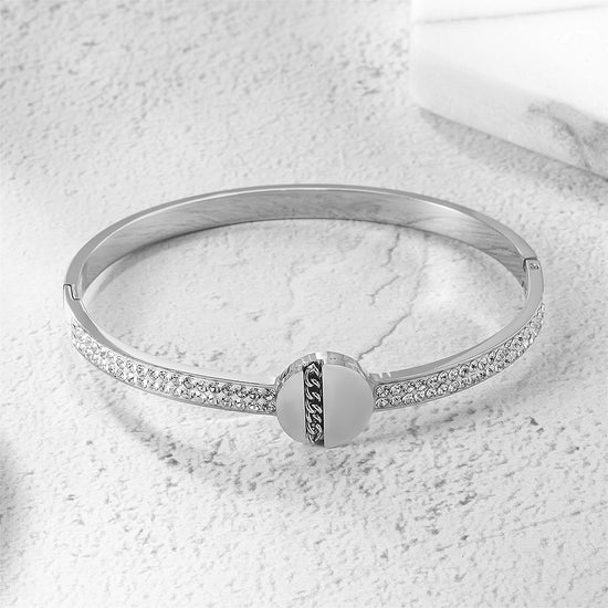 Circular Intercolor Zircon Bracelet-NSB1742STGCZD
