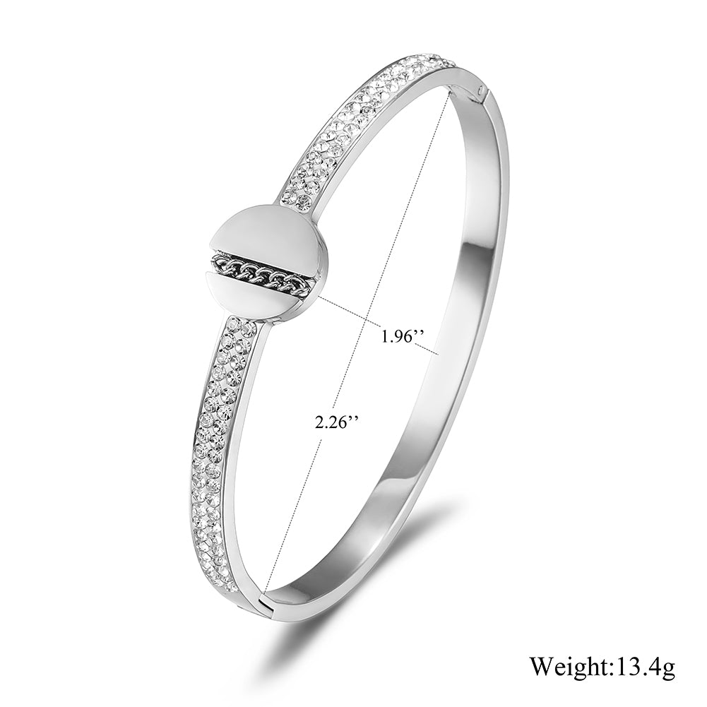 Circular Intercolor Zircon Bracelet-NSB1742STGCZD