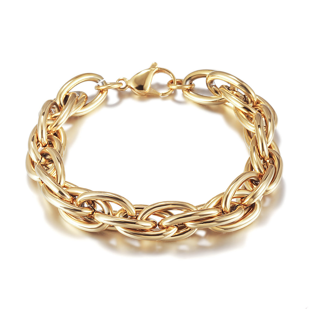 Golden interlocking bracelet-NSB1745STGC