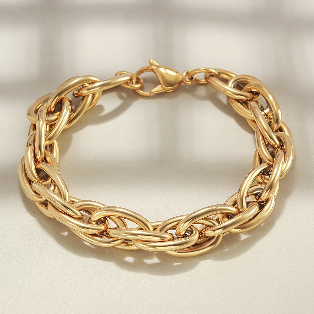 Golden interlocking bracelet-NSB1745STGC
