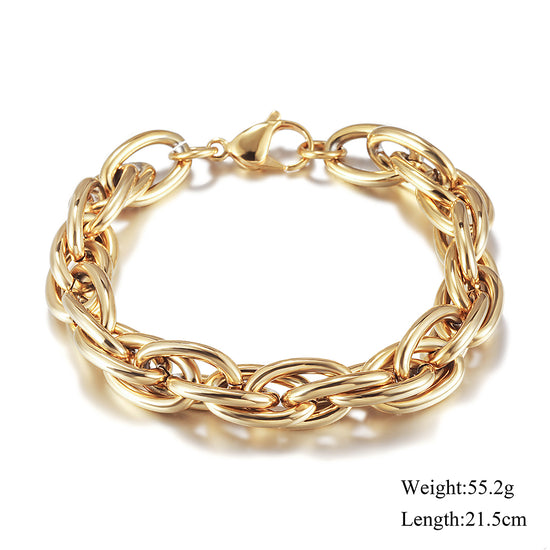 Golden interlocking bracelet-NSB1745STGC