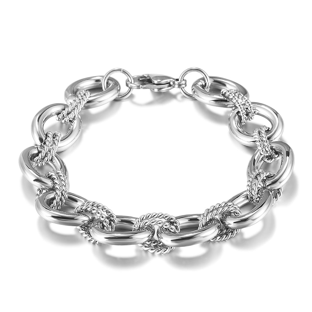Silver interlocking bracelet-NSB1746STWG