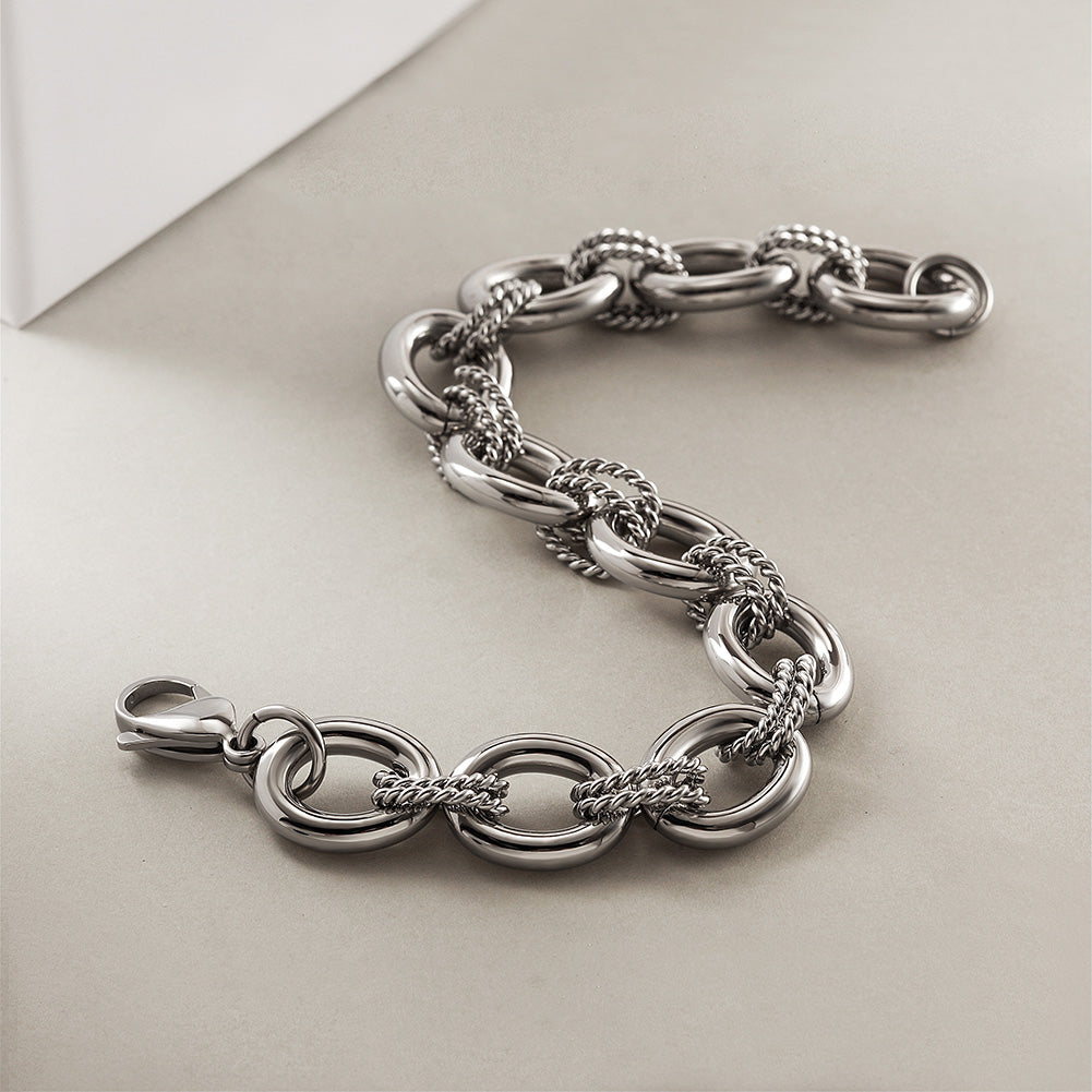 Silver interlocking bracelet-NSB1746STWG