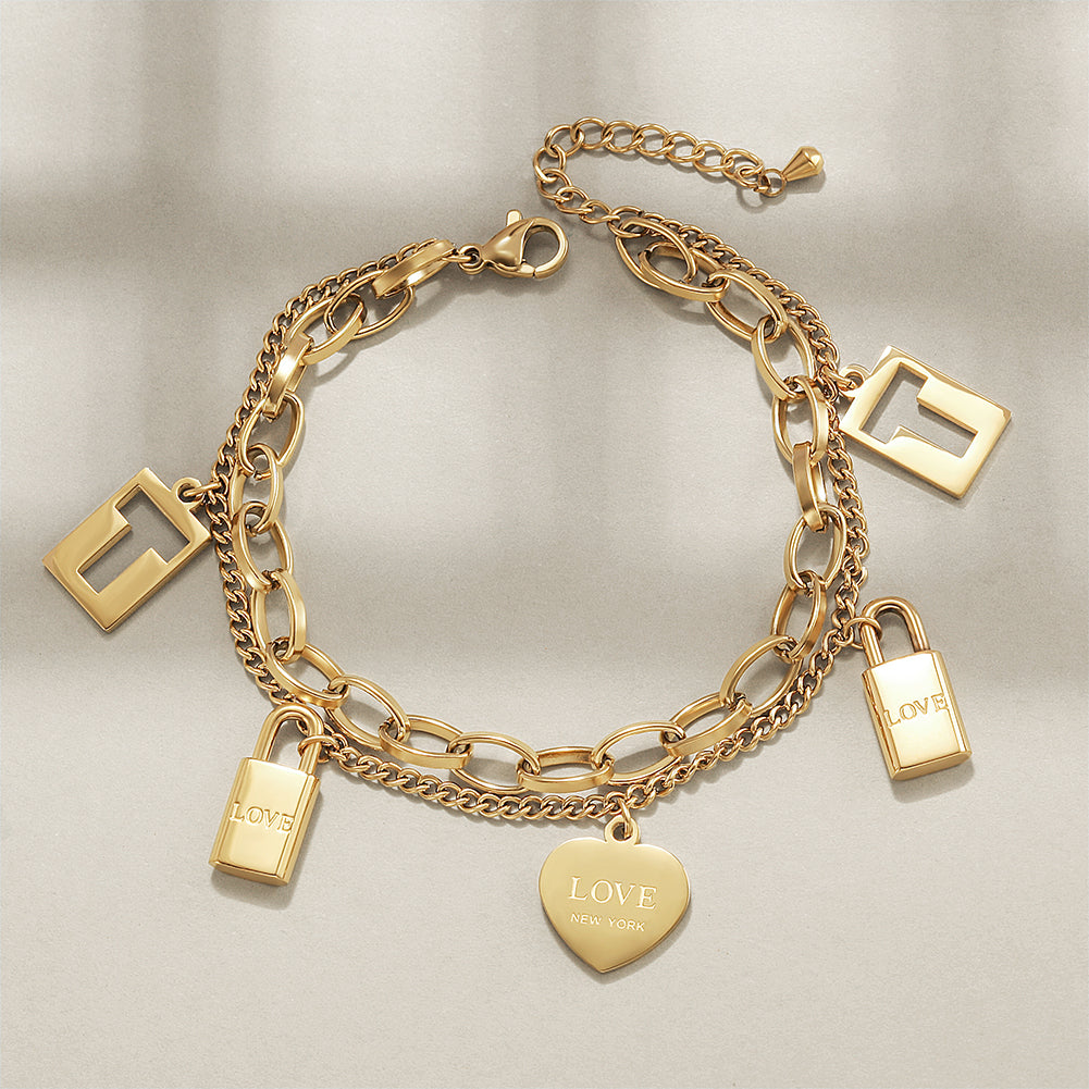 Gold variety pendant bracelet-NSB1751STGC