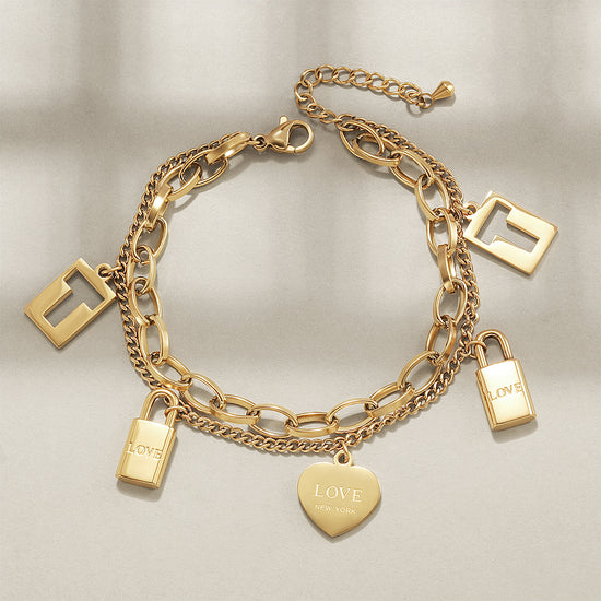 Gold variety pendant bracelet-NSB1751STGC