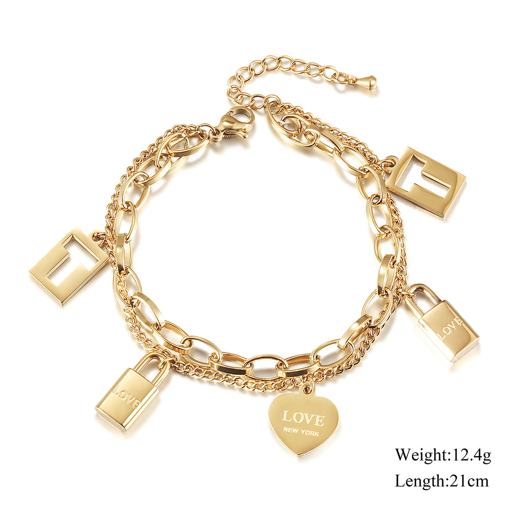 Gold variety pendant bracelet-NSB1751STGC