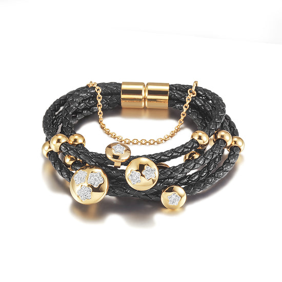 Black string pentagram bracelet-NSB1758STGCZD
