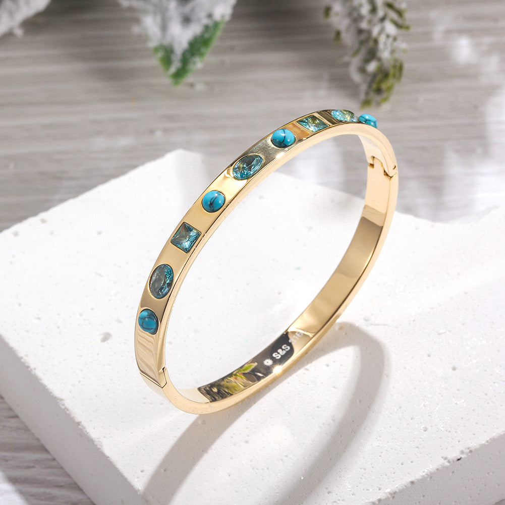 Circular Sapphire Bracelet-NSB1760STGCZD-D