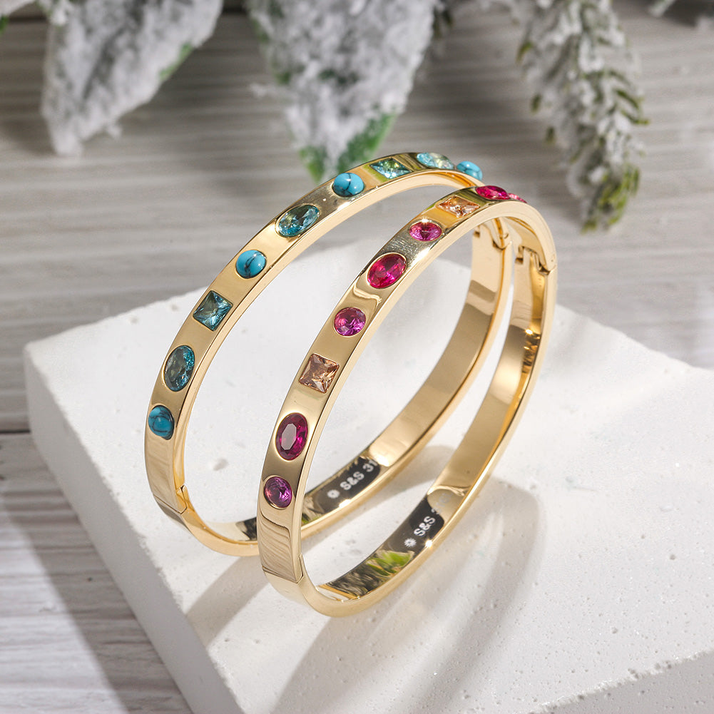 Circular Sapphire Bracelet-NSB1760STGCZD-D