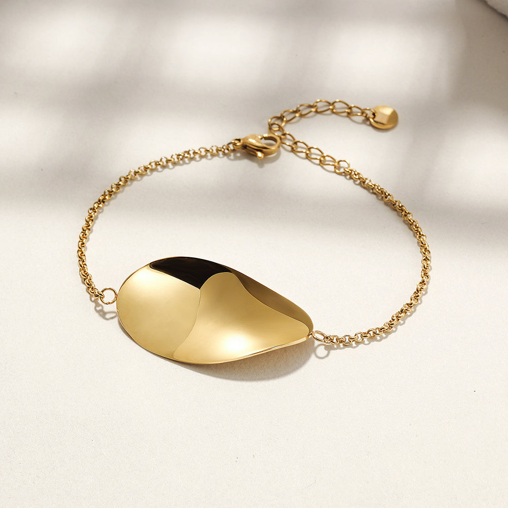Golden twisted leaf bracelet-NSB1763STGC