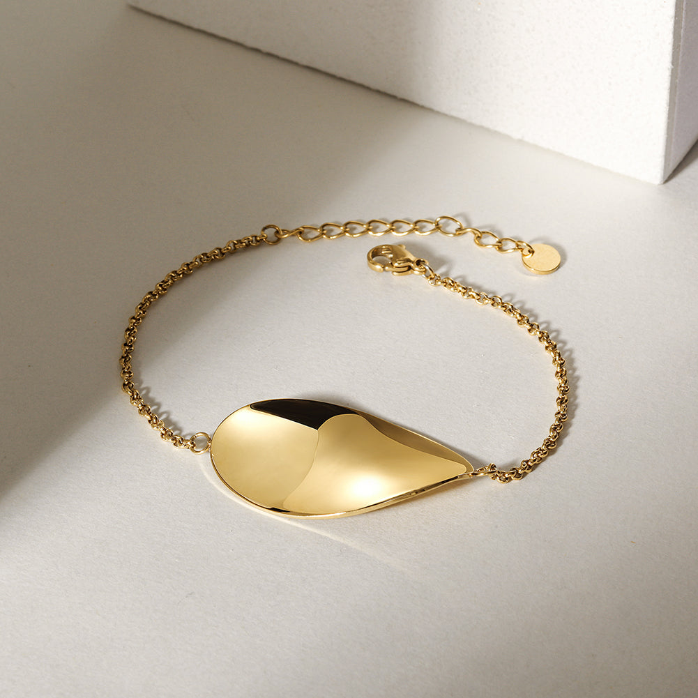 Golden twisted leaf bracelet-NSB1763STGC