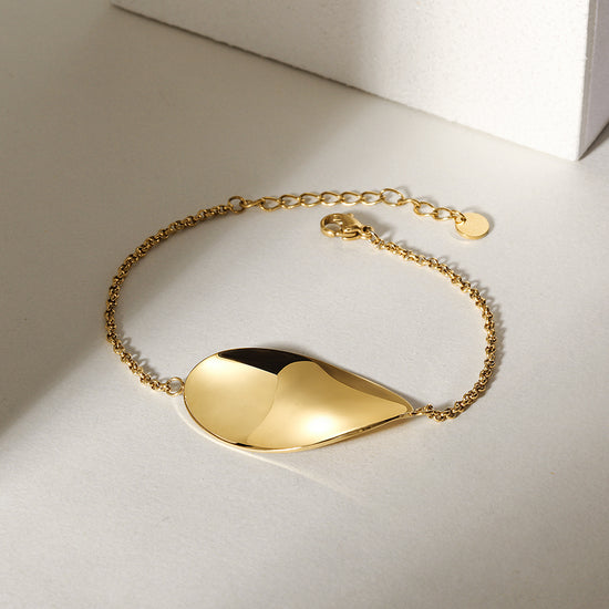 Golden twisted leaf bracelet-NSB1763STGC