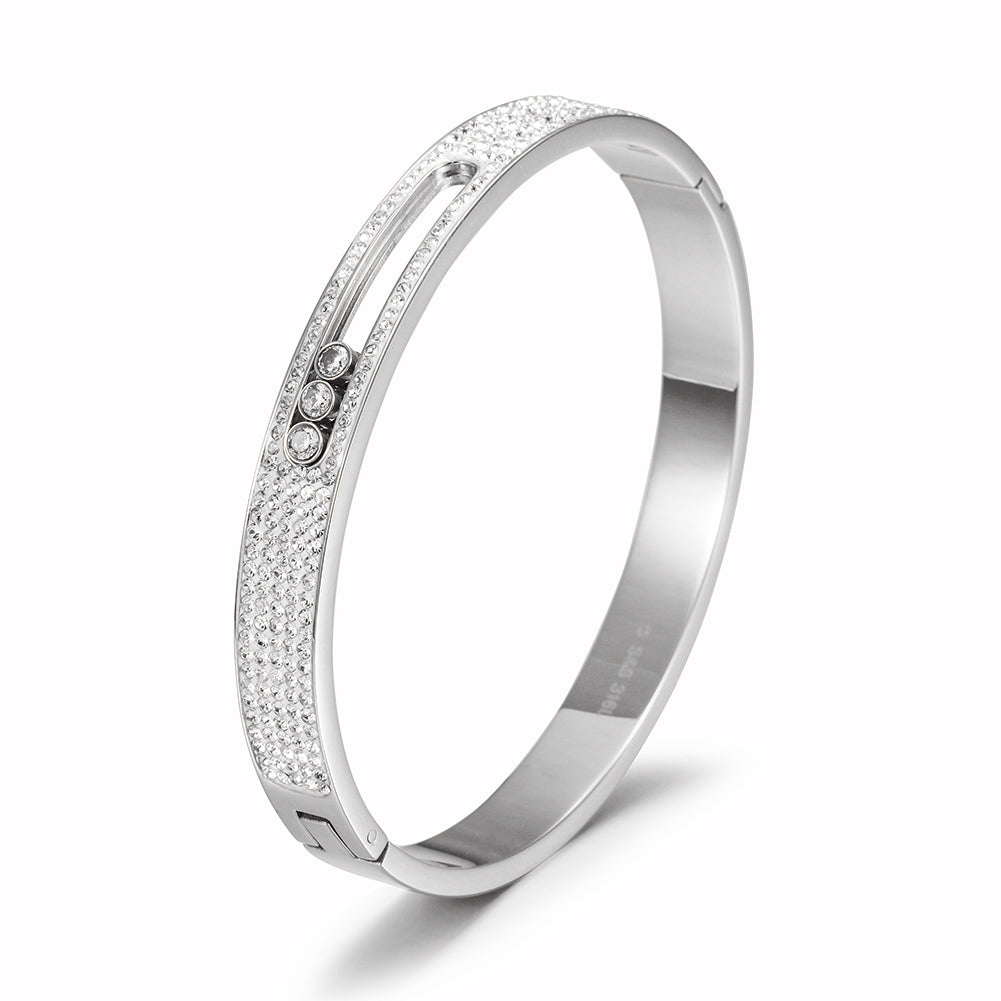 Circular zircon hollow bracelet-NSB1769ST
