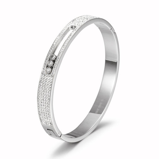 Circular zircon hollow bracelet-NSB1769ST