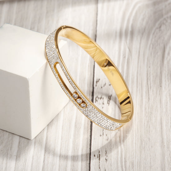 Circular zircon hollow bracelet-NSB1769ST