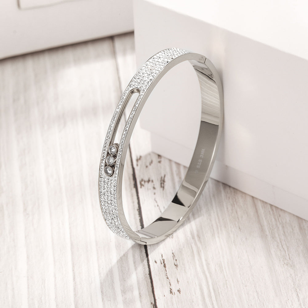 Circular zircon hollow bracelet-NSB1769ST