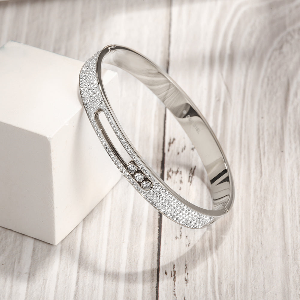 Circular zircon hollow bracelet-NSB1769ST