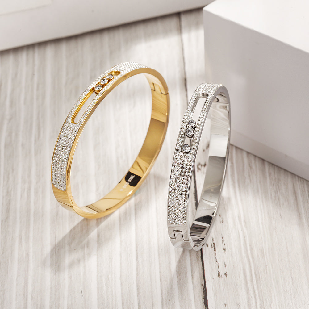 Circular zircon hollow bracelet-NSB1769ST