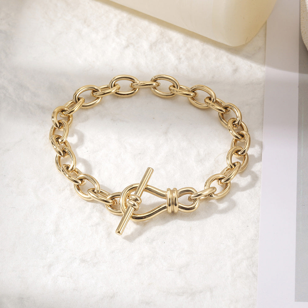Stainless steel ring interlocking bracelet-NSB1783STGC