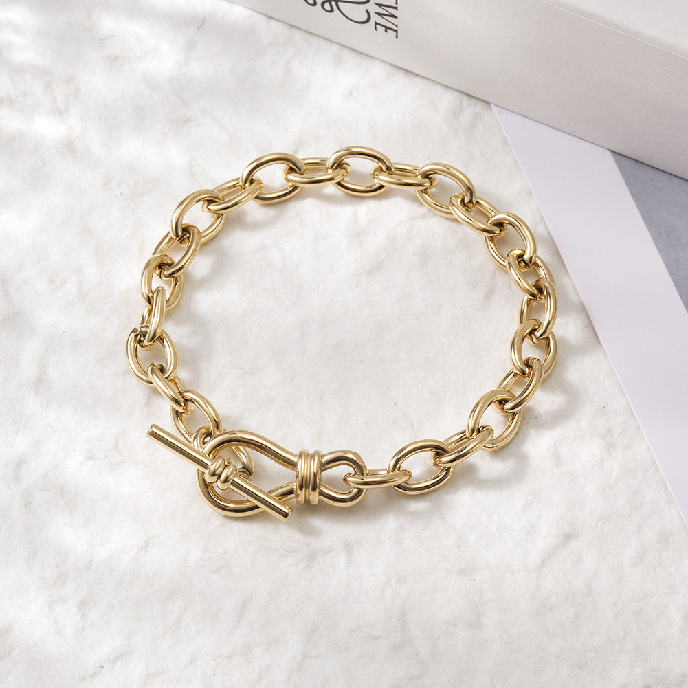 Stainless steel ring interlocking bracelet-NSB1783STGC