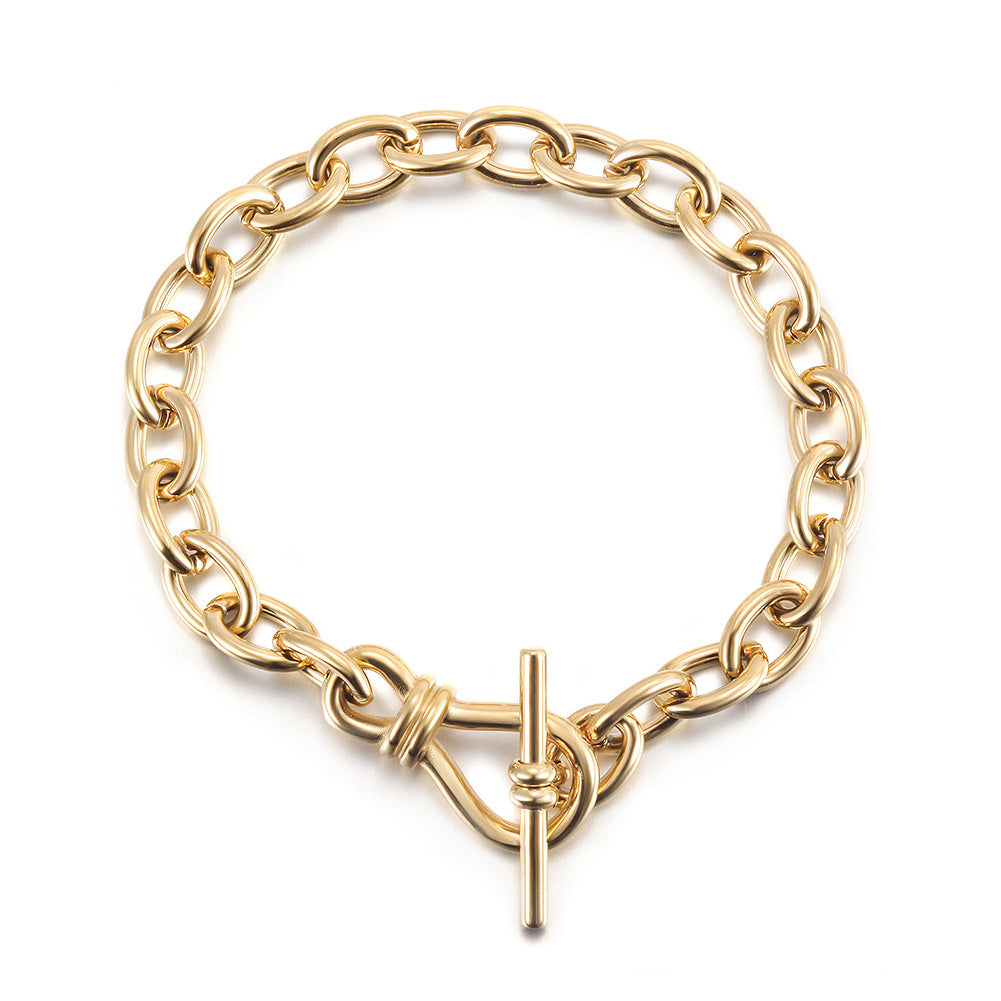 Stainless steel ring interlocking bracelet-NSB1783STGC